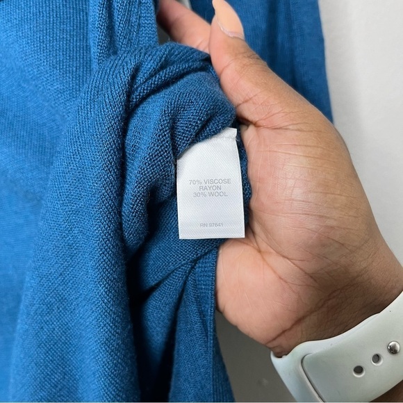 J. Jill Women Sweatshirt Small Blue Tunic 3/4 Sleeve Knit Round Neck Wool blend - Picture 2 of 9